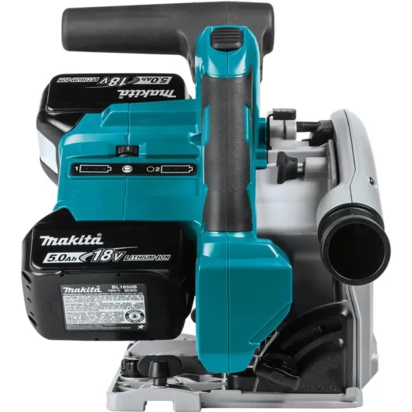 Makita 18-Volt X2 LXT Lithium-Ion (36V) Brushless 6-1/2 in. Plunge Circular Saw Kit 5.0Ah with bonus 39 in. Metal Guide Rail