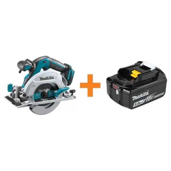Makita 6-1/2 in. 18-Volt LXT Lithium-Ion Brushless Cordless Circular Saw Tool-Only with Bonus 18-Volt LXT 5.0 Ah Battery