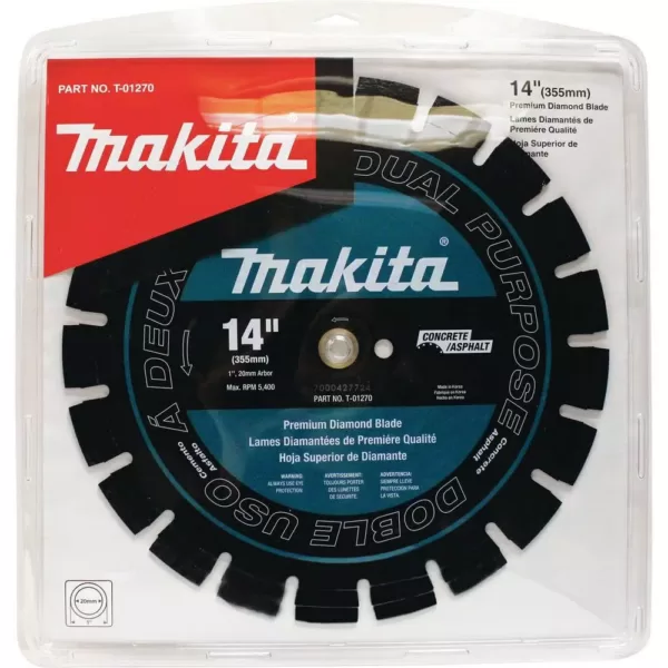Makita 14 in. 61 cc Gas Saw with Bonus 14 in. Blade Diameter Segmented, Dual Purpose