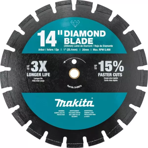 Makita 4-Stroke (MM4) 14 in. 76cc Gas Saw with bonus 14 in. Segmented Rim Dual Purpose Diamond Blade