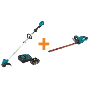 Makita 18-Volt LXT Lithium-Ion Brushless String Trimmer Kit with Bonus 22 in. 18-Volt LXT Lithium-Ion Cordless Hedge Trimmer