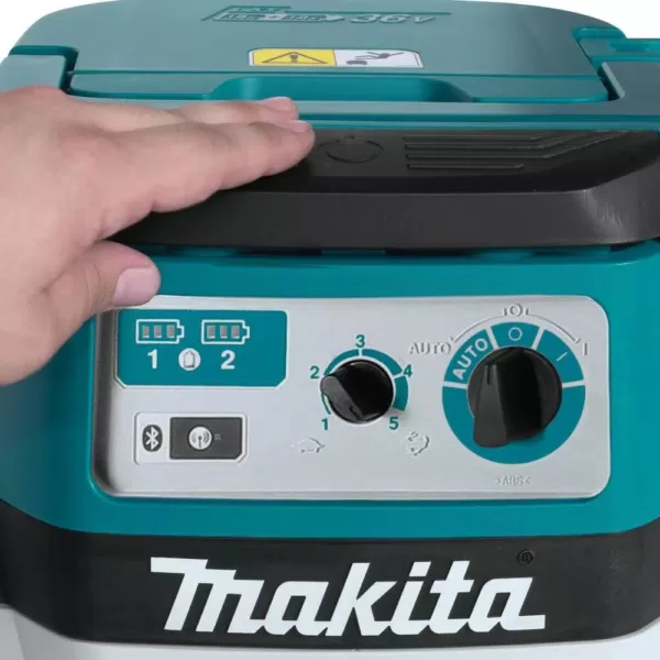 Makita 18-Volt X2 LXT 36-Volt Brushless Cordless 2.1 Gal. HEPA Filter Dry Dust Extractor/Vacuum Kit with AWS 5.0 Ah