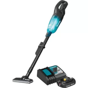 Makita 18-Volt LXT Compact Brushless Cordless 3-Speed Vacuum Kit, 2.0Ah with Black Cyclonic Vacuum Attachment with Lock