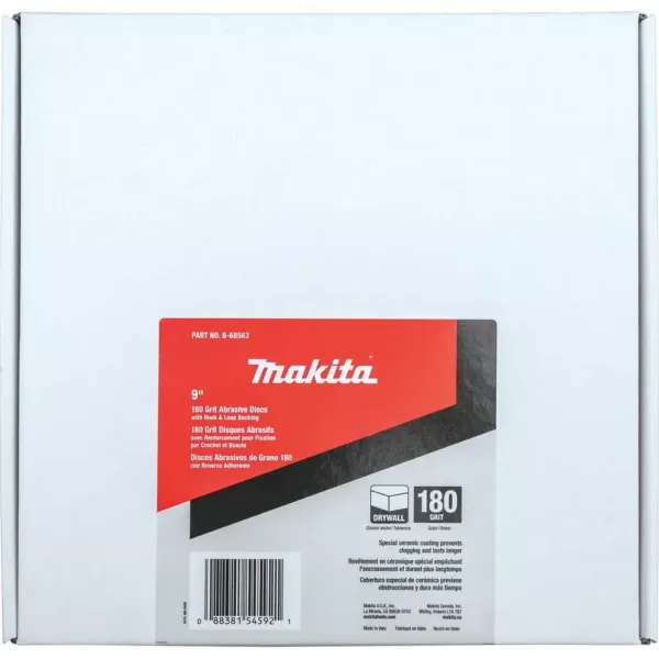 Makita 9 in. Round Abrasive Disc, Hook & Loop, 180-Grit (25-Pack)