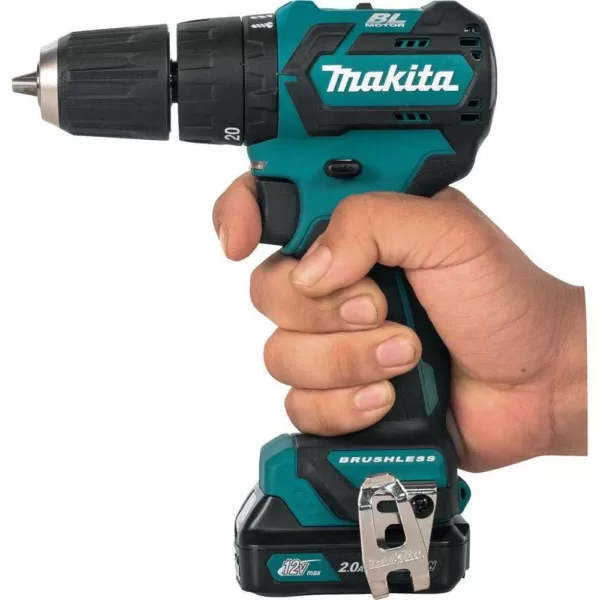 Makita 12-Volt Max CXT Lithium-Ion 3/8 in. Brushless Cordless Hammer Driver-Drill Kit w/ (2) Batteries(2Ah), Charger, Hard Case