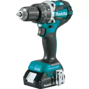 Makita 18V LXT Lithium-Ion Compact Brushless Cordless 1/2 in. Hammer Driver-Drill Kit with (2) 2.0Ah Batteries, Charger and Bag