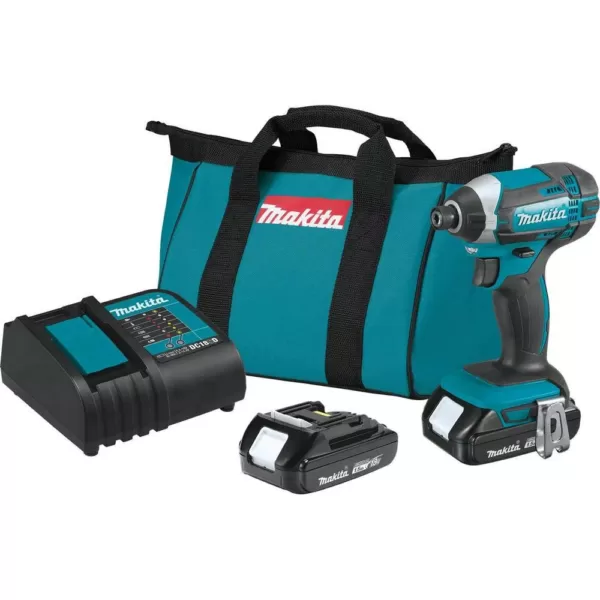 Makita 1.5 Ah 18-Volt LXT Lithium-Ion Compact Cordless 1/4 in. Impact Driver Kit