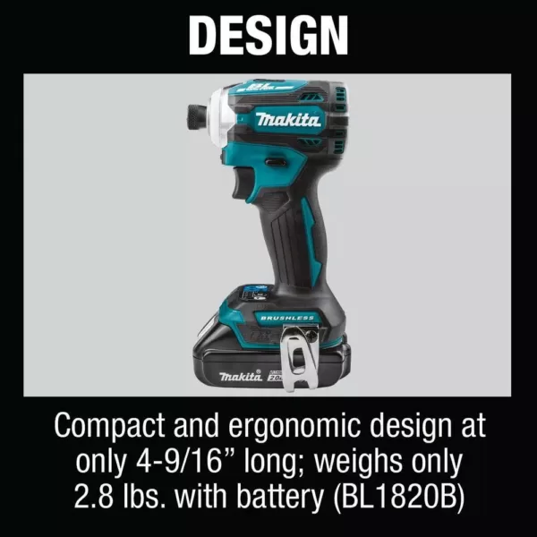 Makita 18-Volt 2.0 Ah LXT Lithium-Ion Compact Brushless Cordless Quick-Shift Mode 4-Speed Impact Driver Kit