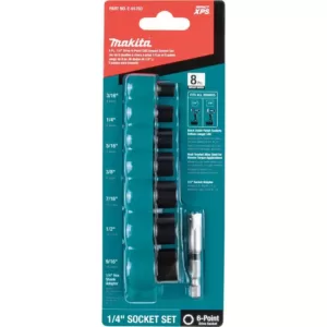 Makita ImpactXPS 1/4 in. Drive 6-Point SAE Impact Socket Set with Standard Socket Adapter (8-Piece)