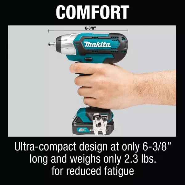Makita 12-Volt MAX 2.0 Ah CXT Lithium-Ion Cordless 1/4 sq. in. Drive Impact Wrench Kit