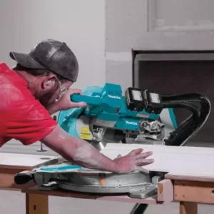 Makita 18-Volt X2 LXT 10 in. Brushless Cordless Dual-Bevel Sliding Compound Miter Saw Kit Laser 5.0 Ah with Batteries 5.0 Ah