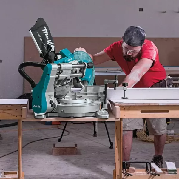 Makita 18-Volt X2 LXT(36V) Brushless 10 in. Dual-Bevel Sliding Compound Miter Saw Kit (5.0Ah) and Portable Rise Miter Saw Stand