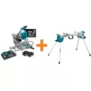 Makita 18-Volt Lithium-Ion Brushless Cordless 10 in. Dual-Bevel Sliding Compound Miter Saw and Compact Folding Miter Saw Stand