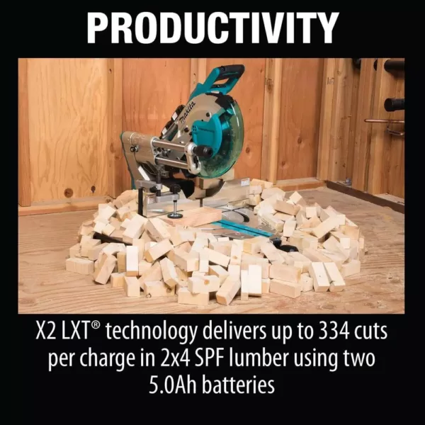 Makita 18-Volt X2 LXT Lithium-Ion Brushless Cordless 10 in. Dual-Bevel Sliding Compound Miter Saw 5.0 Ah with BONUS Router