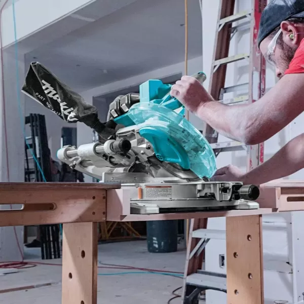 Makita 18-Volt X2 LXT Lithium-Ion Brushless Cordless 10 in. Dual-Bevel Sliding Compound Miter Saw 5.0 Ah with BONUS Router