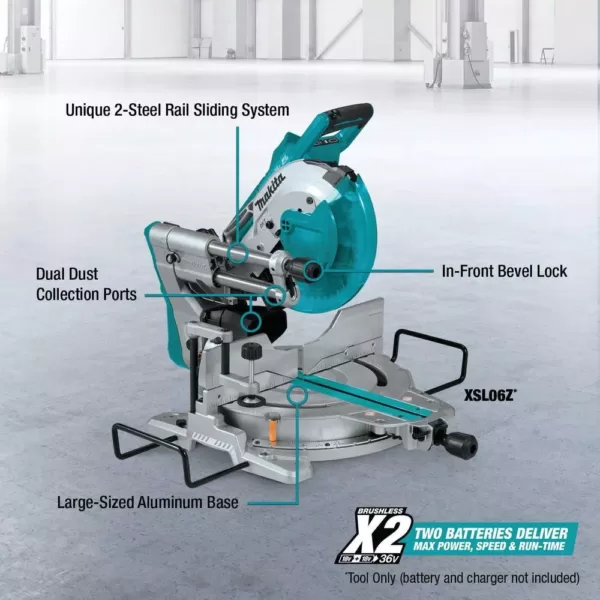 Makita 18-Volt X2 LXT Lithium-Ion (36V) Brushless Cordless 10 in. Dual-Bevel Sliding Compound Miter Saw with Laser (Tool Only)