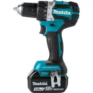 Makita 18-Volt LXT Lithium-Ion Compact Brushless Cordless 1/2 in. Driver-Drill Kit with Two 5.0 Ah Batteries, Charger, Bag