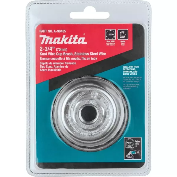 Makita 2-3/4 in. x 5/8 in.-11 Stainless Knot Wire Cup Brush