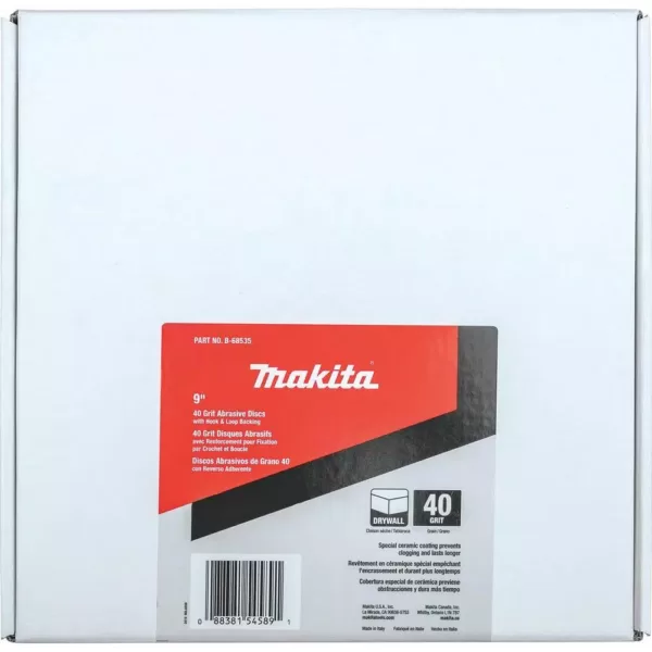 Makita 9 in. Round Abrasive Disc, Hook & Loop, 40-Grit (25/Pack)