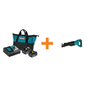 Makita 18-Volt LXT Lithium-Ion 4.0 Ah Battery and Rapid Optimum Charger Starter Pack with Bonus 18-Volt LXT Reciprocating Saw