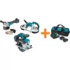 Makita 18-Volt LXT Brushless Cut-Off/Angle Grinder, Metal Cutting Saw and Portable Band Saw with bonus 18V LXT Starter Pack