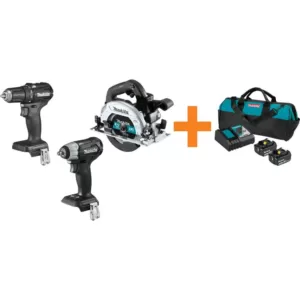 Makita 18V LXT Sub-Compact Brushless 1/2 in. Driver Drill, 11/16 in. Rotary Hammer & Recipro Saw w/ bonus 18V LXT Starter Pack