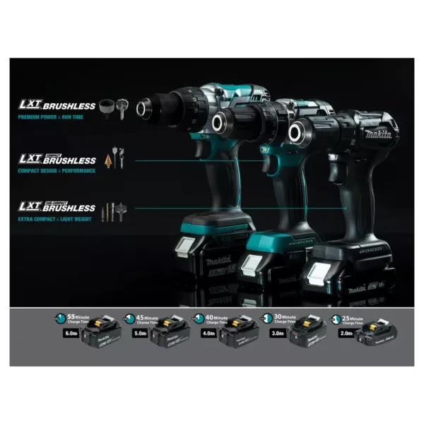 Makita 18V LXT Sub-Compact Brushless 1/2 in. Driver Drill, 6-1/2 in. Circ Saw and Recipro Saw with bonus 18V LXT Starter Pack