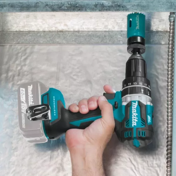 Makita 18V LXT 1/2 in. Brushless Hammer Driver-Drill, 7-1/4 in. Circ Saw and Recipro Saw with bonus 18V LXT Starter Pack