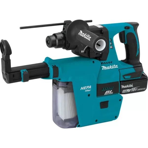 Makita 18-Volt LXT 1 in. Brushless SDS-Plus Rotary Hammer kit w/HEPA Attachment 5.0Ah with Bonus 18V LXT 1/2 in. Impact Wrench
