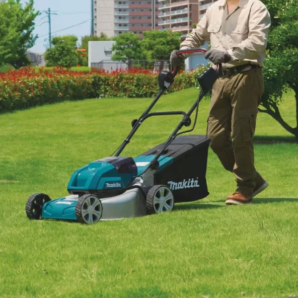 Makita 18 in. 18-Volt X2 36-Volt 5.0Ah LXT Lithium-Ion Cordless Steel Deck Walk Behind Push Lawn Mower Kit with 4 Batteries