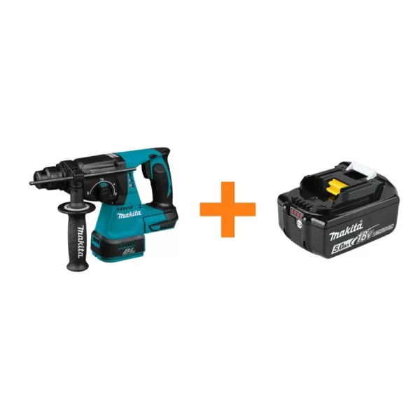 Makita 18V LXT Lithium-Ion 1 in. Brushless SDS-Plus Concrete/Masonry Rotary Hammer Drill with Bonus 18V LXT Battery Pack 5.0Ah