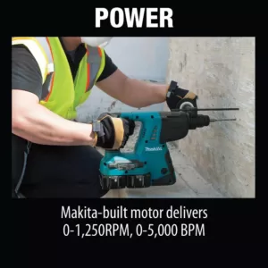 Makita 18-Volt X2 LXT (36-Volt) 1 in. SDS-Plus Rotary Hammer Kit 5.0Ah with Bonus 18V LXT 1/2 in. 3-Speed Impact Wrench