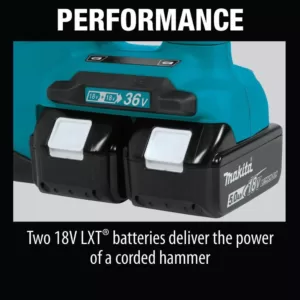 Makita 18-Volt X2 LXT (36-Volt) 1 in. SDS-Plus Rotary Hammer Kit 5.0Ah with Bonus 18V LXT 1/2 in. 3-Speed Impact Wrench
