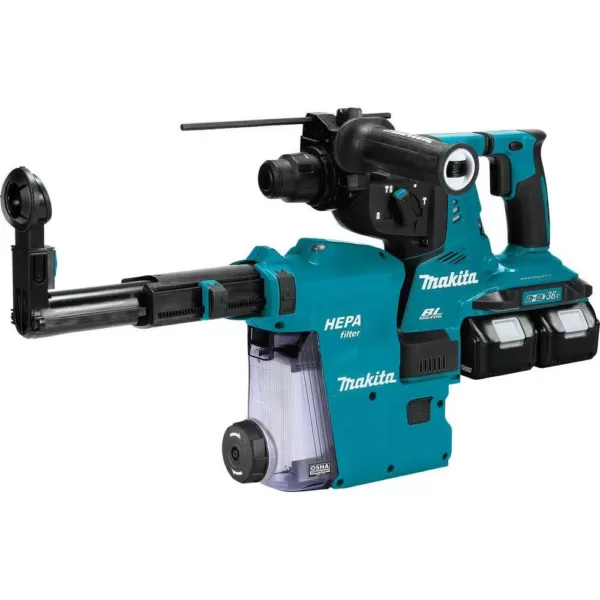 Makita 18-Volt X2 LXT 36-Volt 1-1/8 in. Brushless Cordless Rotary Hammer Kit with HEPA Dust Extractor AFT AWS Capable 5.0 Ah