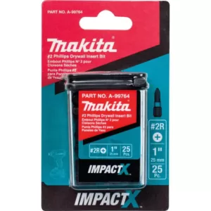 Makita ImpactX #2 Phillips Drywall 1 in. Modified S2 Steel Insert Bit (25-Pack)