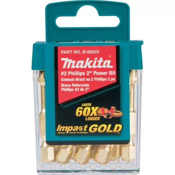 Makita Impact GOLD #2 2 in. Phillips Power Bit (15 Per Pack)