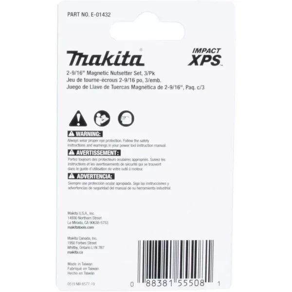 Makita IMPACT XPS 2-9/16 in. Magnetic Nutsetter Mix 3/PK (3-Piece)