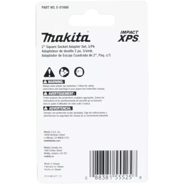 Makita IMPACT XPS Square 2 in. Socket Adapter (3-Piece)