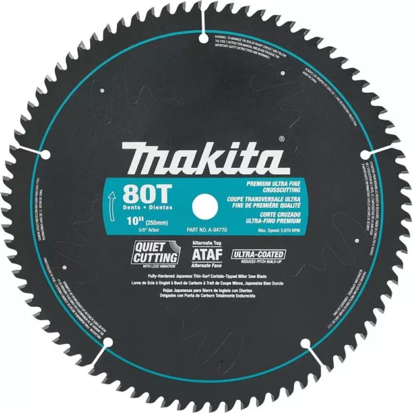Makita 10 in. x 5/8 in. Ultra-Coated 80-Teeth Miter Saw Blade