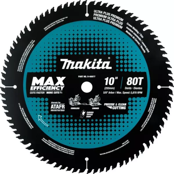 Makita 10 in. 80T Carbide-Tipped Max Efficiency Miter Saw Blade