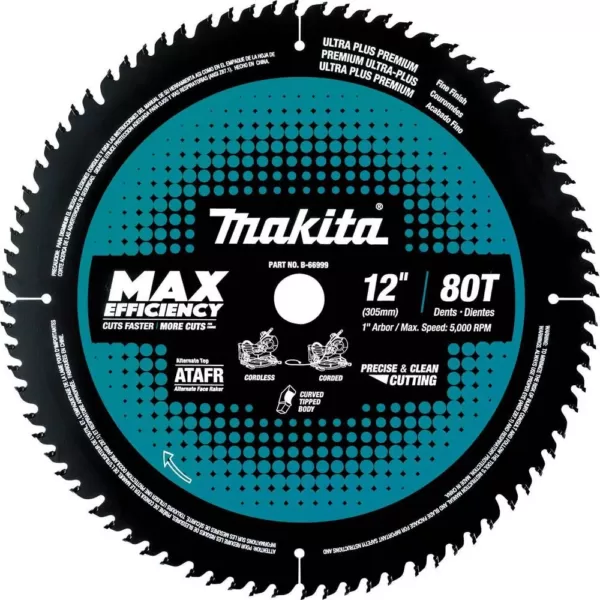 Makita 12 in. 80T Carbide-Tipped Max Efficiency Miter Saw Blade
