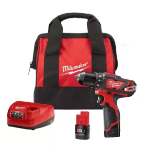 Milwaukee M12 12-Volt Lithium-Ion Cordless 3/8 in. Drill/Driver Kit with Two 1.5 Ah Batteries, Charger and Tool Bag