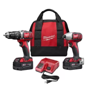 Milwaukee M18 18-Volt Lithium-Ion Cordless Hammer Drill/Impact Driver Combo Kit with Two 3.0 Ah Batteries, Charger, Bag (2-Tool)