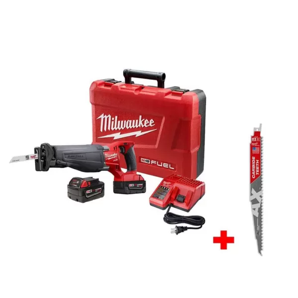 Milwaukee M18 FUEL 18-Volt Lithium-Ion Brushless Cordless Sawzall Reciprocating Saw Kit with Carbide Teeth The AX SAWZALL Blade