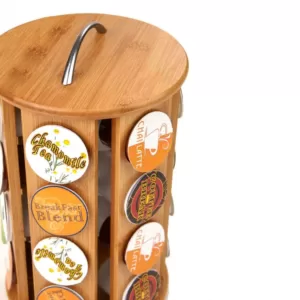Mind Reader 24-Capacity Bamboo K-Cup Storage Organizer and Coffee Pod Carousel