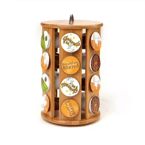 Mind Reader 24-Capacity Bamboo K-Cup Storage Organizer and Coffee Pod Carousel