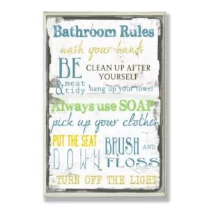 Stupell Industries 12.5 in. x 18.5 in. "Bathroom Rules Typography" by Taylor Greene Printed Wood Wall Art
