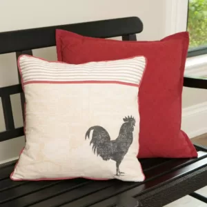 Heritage Lace Farmhouse Rooster 18 in. x 18 in. Tan Pillow Cover