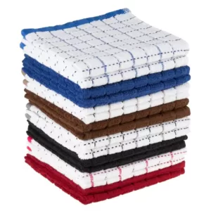 Lavish Home Multi Windowpane Pattern Cotton Kitchen Towels (Set of 16)