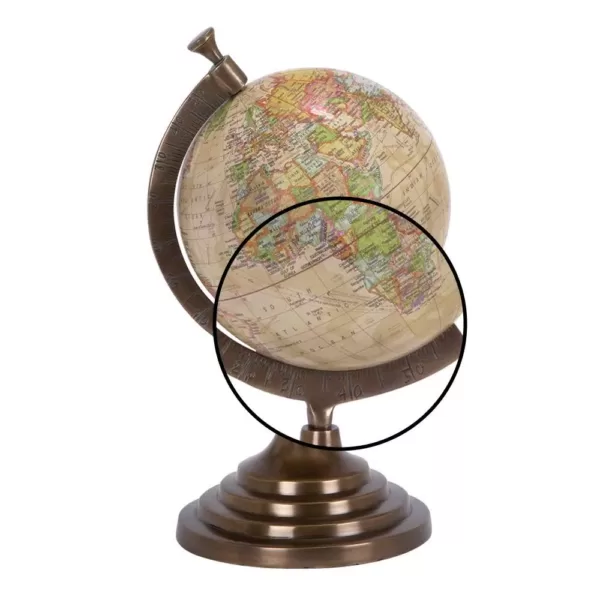 LITTON LANE 15 in. x 8 in. Nautical Decorative Globe with Brass-Finished Stand